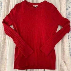 Merona Bright Red Cable Knit Crewneck Sweater